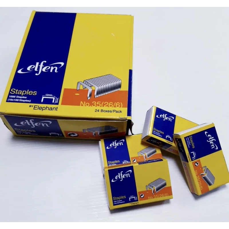 ( แพ็ค 24 กล่องเล็ก ) ลวดเย็บกระดาษ ลวดเย็บ ELFEN เบอร์ 35