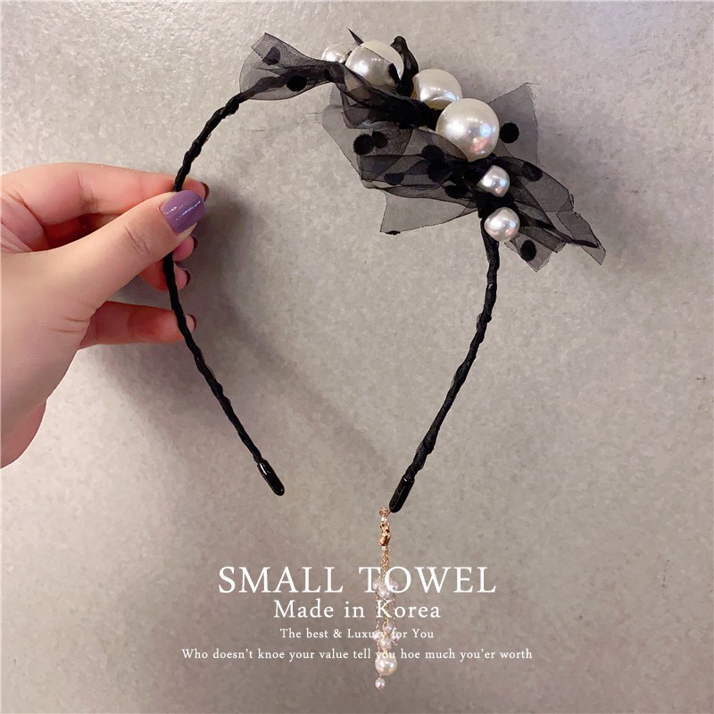 South Korea Dongda Gate new hair accessories sweet super fairy lace pearl  flow Supreme earrings headband headband hair c | Shopee Thailand