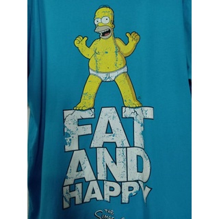 เสื้อยืด มือสอง ลายการ์ตูน THE SIMPSONS FAT AND HAPPY - XL อก 46