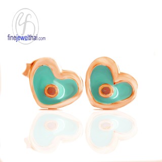 Finejewelthai ต่างหูรูปหัวใจ-ต่างหูลงสี-ต่างหูเงินแท้ 925-Silver-Enamel-Heart-Earring - E306700E_pg