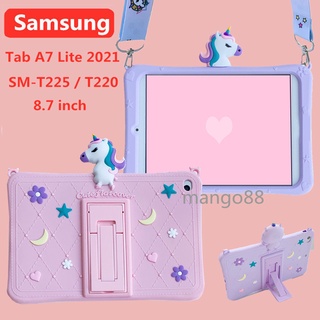 เคสแท็บเล็ตลายการ์ตูนยูนิคอร์นพร้อมสายคล้องสําหรับ Samsung Tab A7 Lite 2021 SM-T225 SM-T220 8.7 นิ้ว