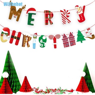 (Willbehot22) ธงแบนเนอร์ Merry Christmas สําหรับแขวนตกแต่งต้นคริสต์มาส 1 ชิ้น