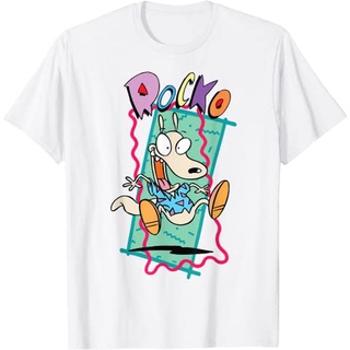 เสื้อยืดผ้าฝ้ายพรีเมี่ยม เสื้อยืด ลาย Nickelodeon Rockos Modern Life 90s สไตล์เรโทร