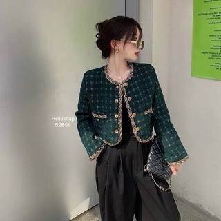 " Tweed Jacket 〰️🌲 เสื้อแขนยาวผ้าสวิตแต่งเย็บขอบตัดกับสีเสื้อ กระเป๋าหน้า กระเป๋ากระดุมใช้งานได้จริง