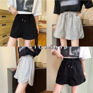 Cicishop(9233)Short Pants กางเกงขาสั้นเนื้อผ้าคอตตอน ทรงสวยแมตช์ง่ายมีดีเทลปั๊มลาย