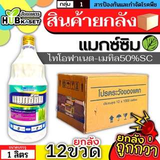 💥💥 สินค้ายกลัง 💥💥 แมกซ์ซิม 1ลิตร*12ขวด (ไทโอฟาเนต-เมทิล50%SC) ป้องกันโรคไหม้ข้าว และเชื้อราได้หลากหลาย