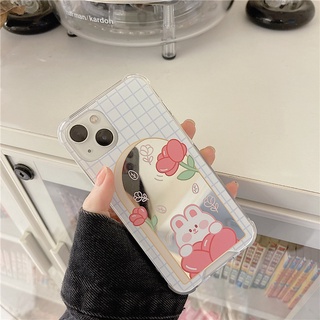 เคสมือถือ เคสไอโฟน เคสโทรศัพท์มือถือ ซิลิโคนนิ่ม TPU กันกระแทก ลายกระจกแต่งหน้าน่ารัก เรียบง่าย สําหรับ Iphone 13 12 11 XR Pro max 8 mini max