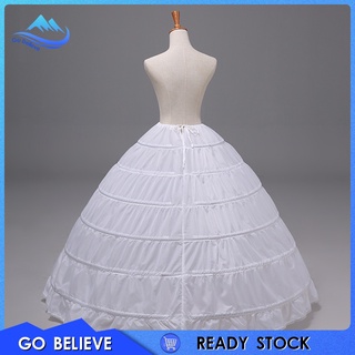 [Go Believe] ชุดเสื้อโค้ท Petticoat แขนยาว 6 ห่วงสีขาวสไตล์วินเทจสําหรับงานแต่งงาน