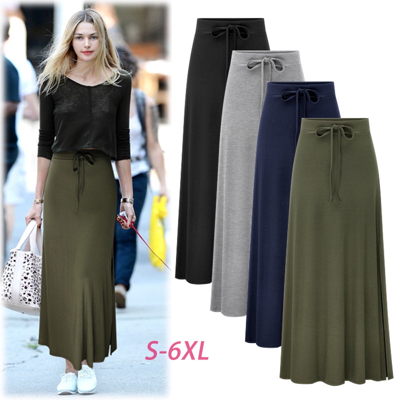 Women Casual Skirts Irregular Elastic Waist A Line Cotton Skirts Hip