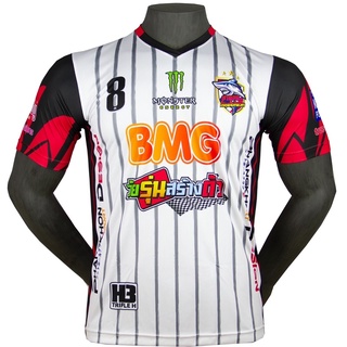 เสื้อกีฬา เสื้อฟุตบอล เสื้อกีฬาพิมพ์ลาย วัยรุ่นสร้างตัว สีขาว เนื้อผ้า Micro Polyester 100%