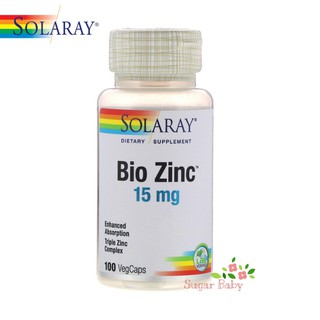 Solaray Bio Zinc 15 mg 100 VegCaps ไบโอซิงค์ 15 มิลลิกรัม 100 เวจจี้แคปซูล