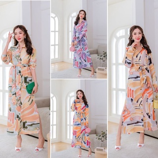 maxi dress / maxi shirt / เสื้อเชิ้ตตัวยาว / shirt plusize /เชิ้ตสาวอวบ อก &gt;46