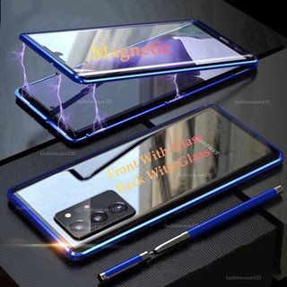 เคสกระจกแม่เหล็กเคสแข็งSamsung Galaxy A72 A52 5G A32 4G A32 5G Magnetic Case double-sided Tempered Glass Case for Samsung A72 5G A52 5G A32 4G Metal Bumper Case Magnet Metal Flip Cover Hard Front And Back 360 Protection Casing