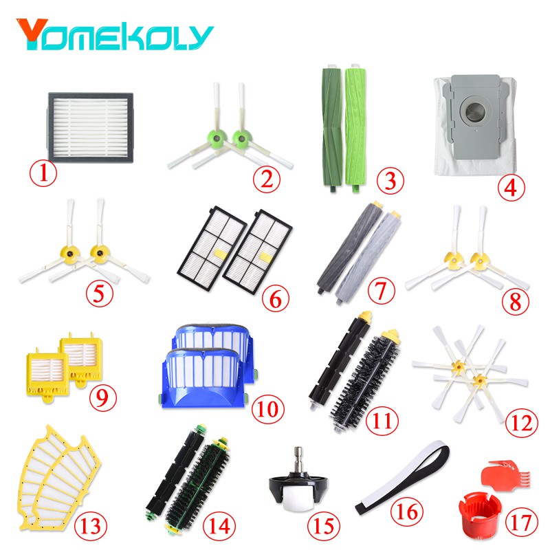 ถุงกรองฝุ่น Hepa แปรงด้านข้าง สําหรับหุ่นยนต์ดูดฝุ่น iRobot Roomba i7 i7 Plus E5 E6 800 900 600 700S