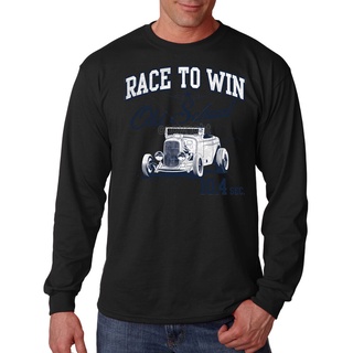 เสื้อยืดผ้าฝ้าย พร้อมส่ง เสื้อยืดแขนยาว พิมพ์ลาย Race To Win Old School Hot Rat Rod Car Auto Racing แฟชั่นฤดูร้อน สําหรั