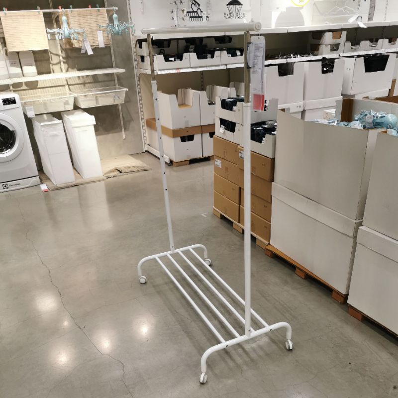 IKEA แท้ค่ะ RIGGA ริกก้า ราวแขวนผ้า, ขาว, MULIG มูลิก ราวตากผ้า, ขาว, 99x152 ซม.