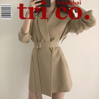 เสื้อแจ็กเก็ตสูทลําลอง ขนาดเล็ก สีกากี สีดํา แฟชั่นฤดูใบไม้ผ…