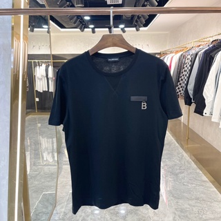 Balenc1aga 2021 เสื้อยืดแขนสั้นคอกลมพิมพ์ลายตัวอักษร B สําหรับผู้ชาย