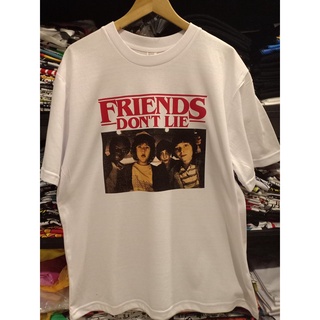 เสื้อยืด Stranger Things Friend Dont Lie T-shirtผู้ชายและผู้หญิงพลัสขนาดหลวมแขนสั้นด้านบนแฟชั่นลำลองเสื้อยืด