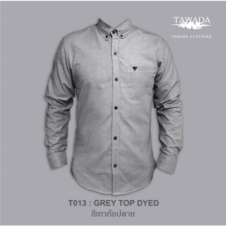 TAWADA T013 เสื้อเชิ้ต  สีเทาท๊อปดาย Oxford Slimfit