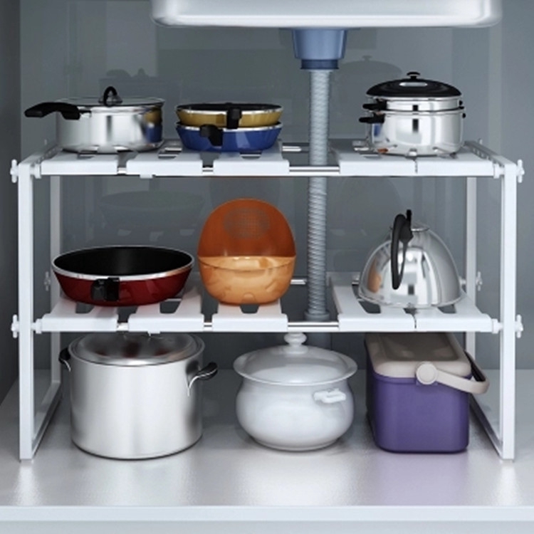 พร้อมส่ง KitchenMarksครัว หลายชั้น มัลติฟังก์ชั่ สแตนเลส สามารถปรับขนาดได้ ชั้นเก็บของ
