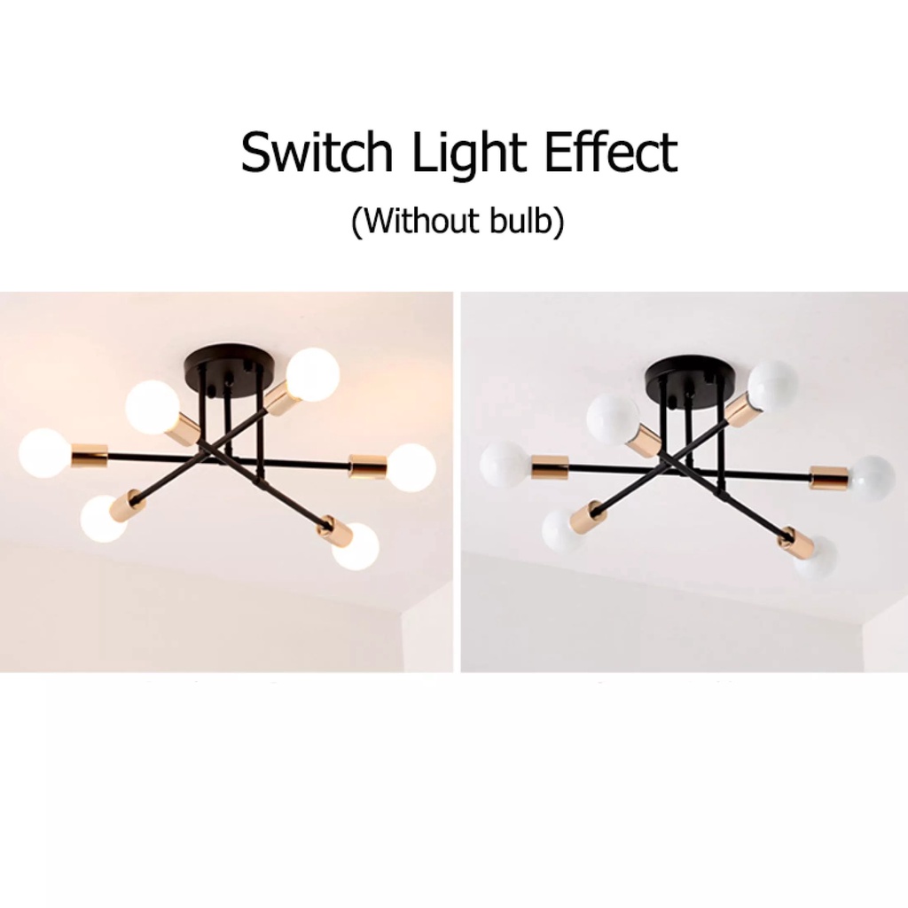 6 หัว LED อุตสาหกรรมโคมไฟเพดานเหล็กสีดำโกลเด้นยุโรปห้องนั่งเล่นที่เรียบง่ายแสง 220 โวลต์ E27 ป้องกันสนิมและทนทาน - รูปที่ 6