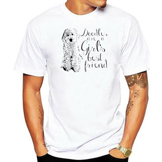 เสื้อยืดลําลอง แขนสั้น คอกลม ลาย Doodles Are A Girl Best Friend Golden Labradoodle สีขาว แฟชั่นสําหรับผู้ชาย ผู้หญิง