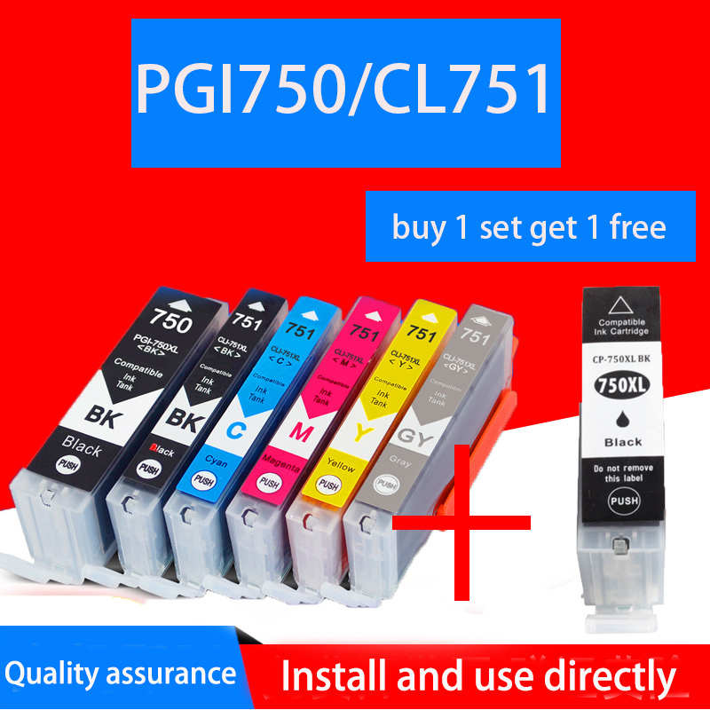 PGI750 XL CLI751 XL PGI-750 XL CLI-751 XL PGI750 XL CLI751 XL Compatible 6 Pack Ink Cartridge iP7270