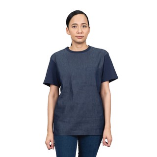 Han&amp;Co.Indigo-T Short Sleeve-Indigo Blue เสื้อยืดสีกรมท่าตัดต่อผ้า Indigo Blue (Women)