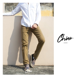 Chino Jeans  กางเกงขากระบอกเล็ก สีกากี สีกรม (Size 28-44) กางเกงขายาวผู้ชาย ผ้ายืดใส่สบาย