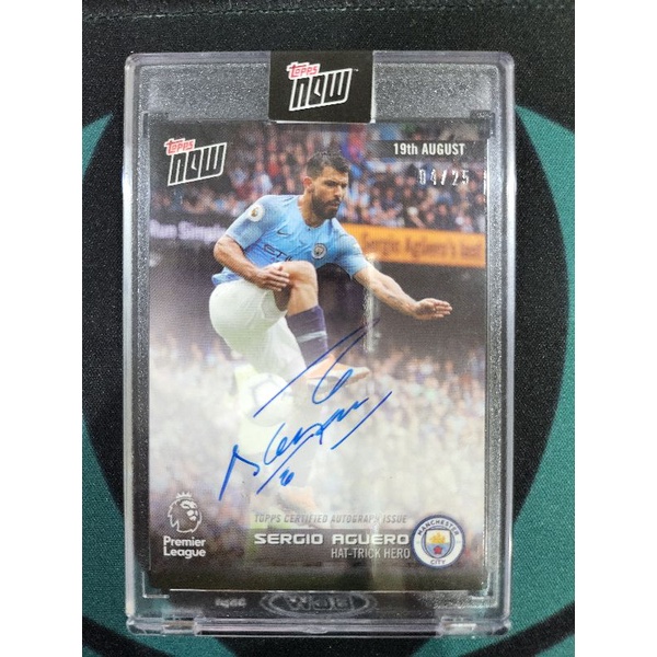 หายากสุดๆ Topps Now Aguero Hat-Trick Hero ลายเซ็นต์ on card