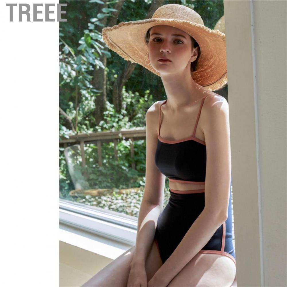 treee-women-one-piece-swimsuit-retro-high-waist-tight-with-color-block