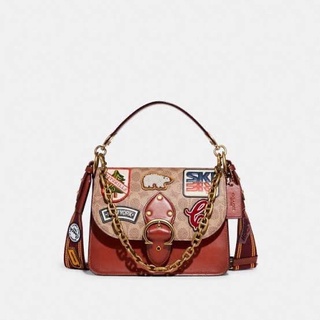 COACH BEAT SHOULDER BAG IN SIGNATURE CANVAS WITH PATCHES