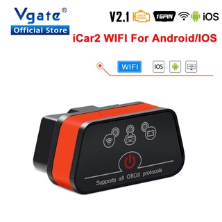 Vgate obd2 ELM327 icar2 เครื่องสแกนเนอร์วินิจฉัย WIFI elm 327 V2.1 สําหรับ IOS android OBD 2 Code Reader