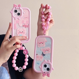 เคสโทรศัพท์มือถือแบบใส ลายหมูน่ารัก พร้อมสายคล้องมือ สําหรับ Huawei P30 P30PRO NOVA7 NOBA8 NOVA9 NOVA9SE P40 P40PRO P50 P50PRO MATE30 MATE30PRO MATE40 MATE40PRO