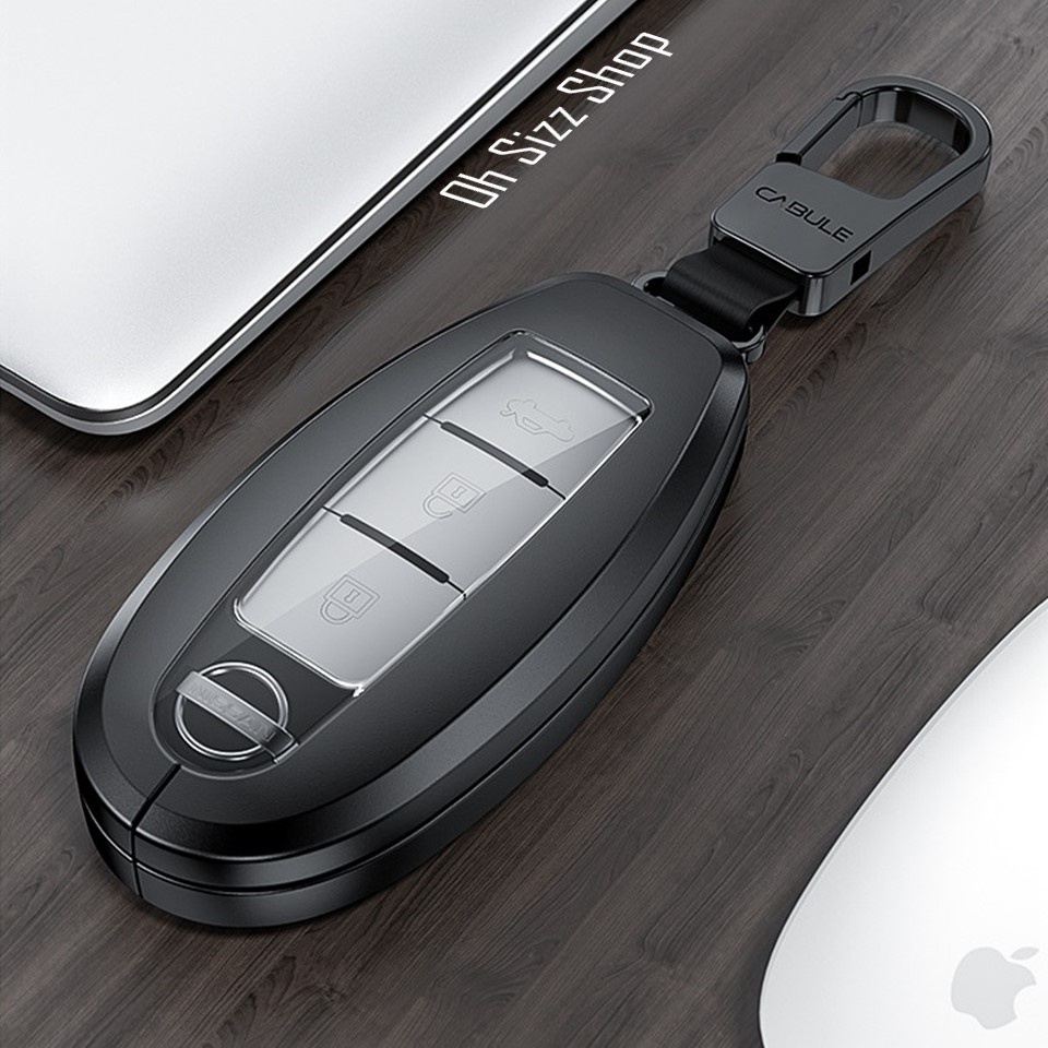 เคสโลหะอัลลอยดำด้านและเงินด้าน รีโมท NISSAN KICKS e-POWER แบบ 2 ชั้น Double-Layer Metal Aluminum Alloy Key Cover