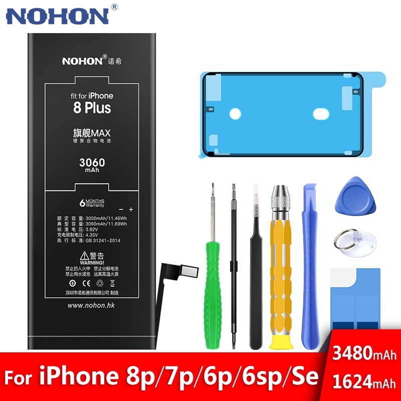 NOHON สำหรับ Apple iphone 8 plus 3360 มิลลิแอมป์ชั่วโมงเปลี่ยนแบตเตอรี่โทรศัพท์ลิเธียมโพลิเมอร์ Bateria เครื่องมือฟรี