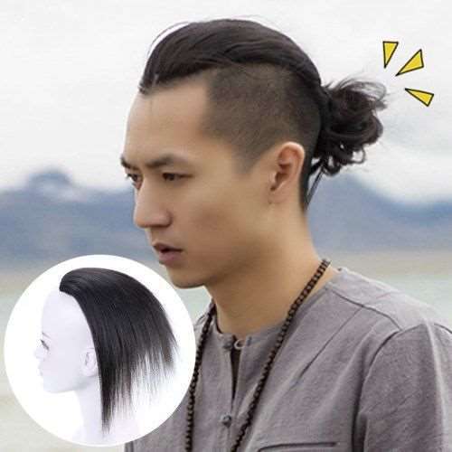 ผู้ชายหลังขนาดเล็กสามารถผูกผมสั้นผมหางม้าถักเปียย่อหน้าสั้น ๆ ของส่วนบนของหัวเปลี่ยนฟิล์มสมจริงแทนธรรมชาติวิกผมด้านบน