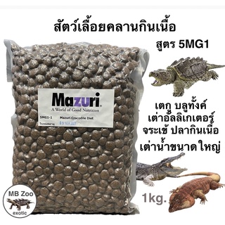 อาหารสัตว์เลื้อยคลานกินเนื้อ เตกู  Mazuri 5MG1 เต่าอัลลิเกเตอร์ เต่ากินเนื้อ จระเข้ ขนาด1kg.