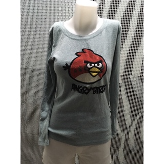 เสื้อแขนยาว ANGRY BIRDS สีเขียว มือสอง