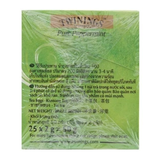 Twinings Pure Peppermint ทไวนิงส์ เครื่องดื่ม เพียว เปปเปอร์มินท์ ชนิดซอง 2 กรัม แพ็ค 25 ซอง