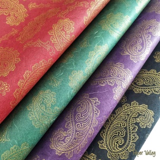 Paper Valley กระดาษสาพิมพ์ลายเพสลีย์ Paisley Screen-printed Kozo Paper (64x47 cm, ขั้นต่ำ 5 แผ่นคละสีได้)