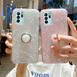 ที่ใส่แหวน เคสโทรศัพท์ ออปโป้ OPPO Reno6 Pro 5G A16 A54 A15S A15 A94 A74 5G เคสกันกระแทก ลายเปลือกเงา เคส OPPO Reno 6 5G เคสโทรศัพท์แบบมีขาตั้ง