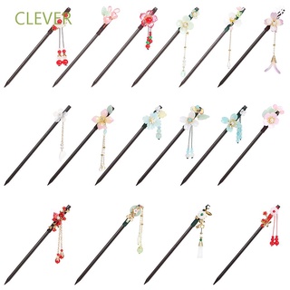 Clever กิ๊บติดผมแฟชั่น สวยหรู เครื่องมือจัดแต่งทรงผม ตะเกียบติดผม พู่ไม้มะเกลือ สไตล์ย้อนยุค ผู้หญิง เด็กผู้หญิง ดอกไม้ แฮนด์เมด เครื่องประดับผม