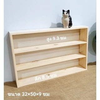 ชั้นวางของตู้วางโมเดลชั้นไม้ถาดไม้สนกั้นช่องวางสินค้า