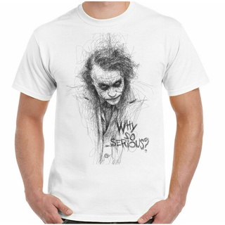 ผ้าฝ้ายคอกลมเสื้อยืดคอกลม ผ้าฝ้าย 100% พิมพ์ลาย Joker S Batheath Ledger Sketch Superhero Villain ของขวัญคริสต์มาสfrom S-