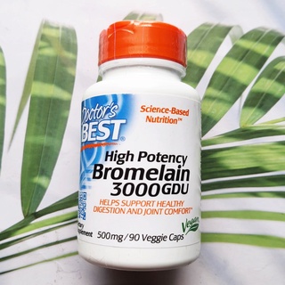 (Doctors Best®) High Potency Bromelain 3000 GDU 500 mg 90 Veggie Caps โบรมีเลน สารสกัดจากแกนสับปะรด