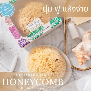 KALLA SPONGE ฟองน้ำธรรมชาติ ชนิด Honeycomb สีเหลือง ฟองน้ำ สำหรับอาบน้ำเด็กและทารก