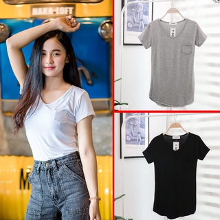 เสื้อยืดเรย่อน (รุ่นอั้มกระเป๋า) แบรนด์ T-Shop [ ใส่สบาย เนื้อผ้าเรย่อน ]