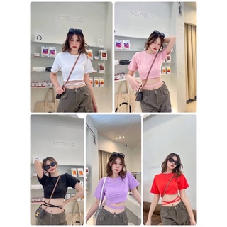 ✅ Crop top เปิดหลังมัดเอว